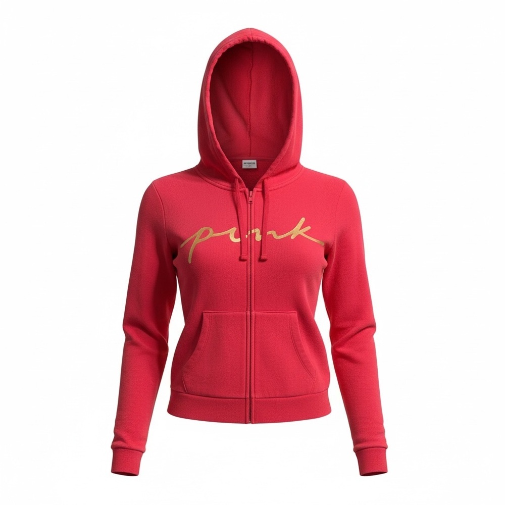Victoria’s Secret PINK Full Zip Hoodie With Gold Foil